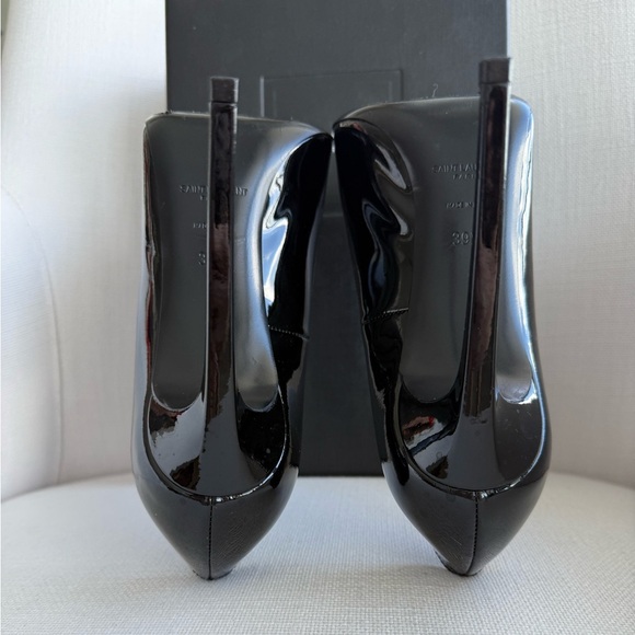 SAINT LAURENT “ZOE” BLACK PATENT LEATHER PUMPS, YSL 39.5 - Picture 9 of 10